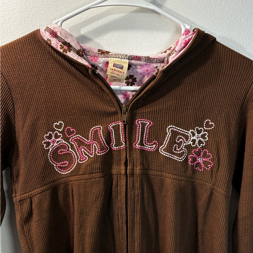 Adorable Y2K Faded Glory waffle knit Zip Up Hoodie